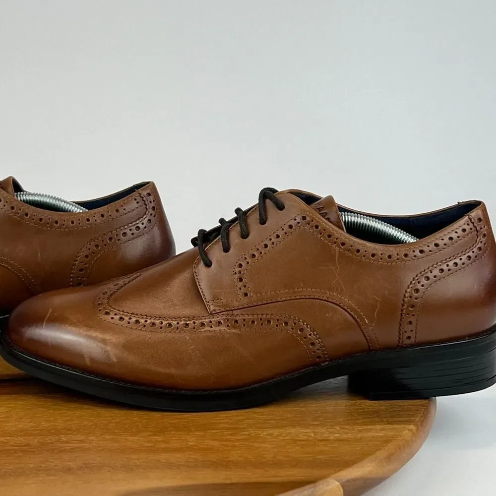 New Mens Cole Haan Grand Plus Brown Leather Wingtip Oxford Dress Shoes Size 11 W